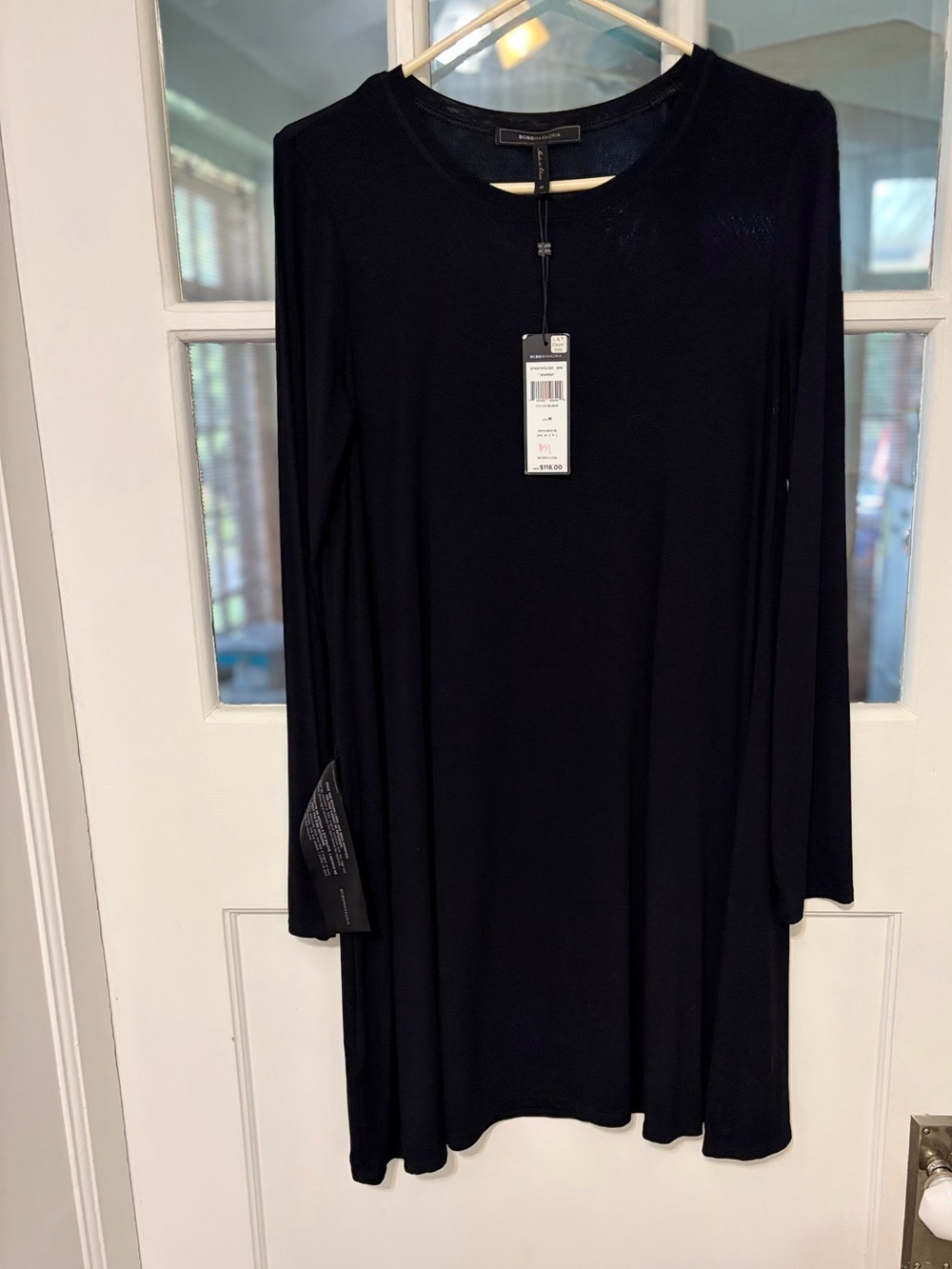 BCBG  Black Long Sleeve Swing Dress
